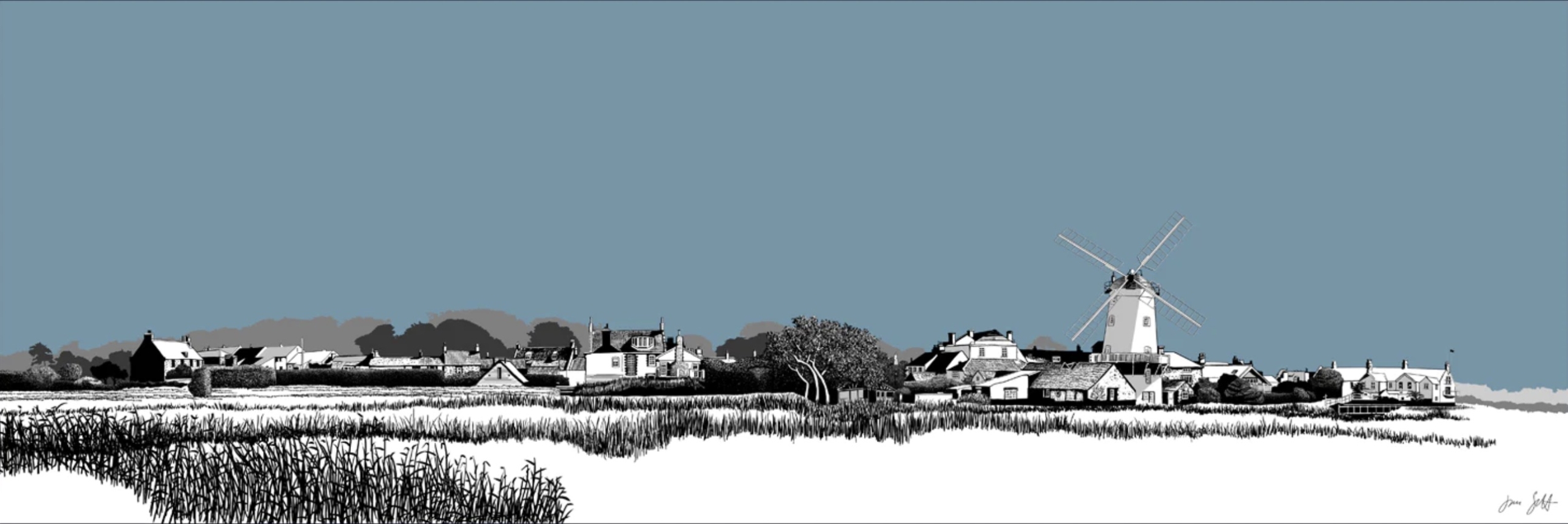 clay Norfolk pen and ink drawing by jac scott